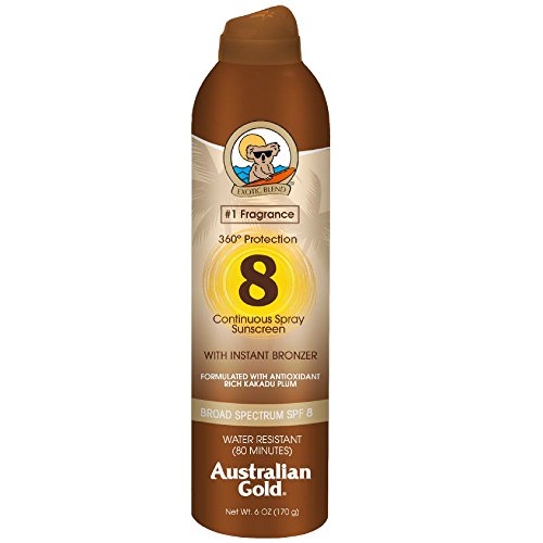 Australian Gold Continuous Spray Sunscreen with Instant Bronzer SPF 8 6 oz (Pack of 2)
