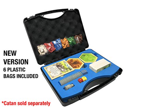 Compact Catan Carrying Case by Citadel Black - Fits Catan 5th Edition and 5-6 Player Extension, Hard Plastic Traveling Case with Shake-proof and Quick Setup Design, New Version With Bags Included
