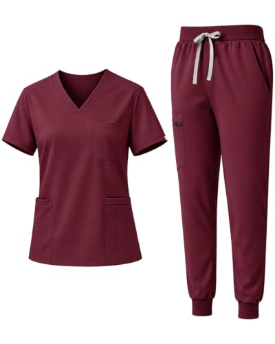 Soft Stretch V-Neck Jogger Set