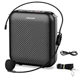 Norwii Bluetooth Voice Amplifier, Power Amplifiers, Portable Mini Wired Microphone Headset for Teacher Classroom & Outdoor Lectures, Teaching, Tour Guides, USB-C Rechargeable - 2000mAh, Black