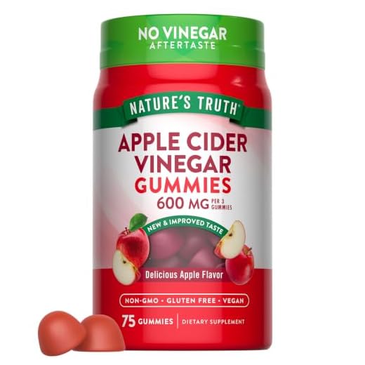 Nature's Truth Apple Cider Vinegar Gummies | 600 mg | 75 Gummies | Natural Apple Flavor | Vegan, Non-GMO, Gluten Free Supplement