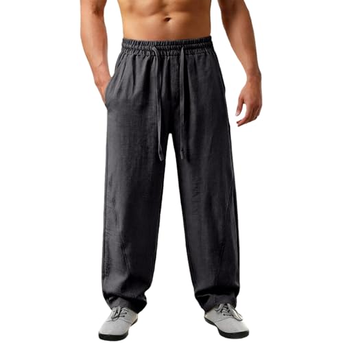 Pantalon japonais homme en lin léger pour l'été décontracté à rayures