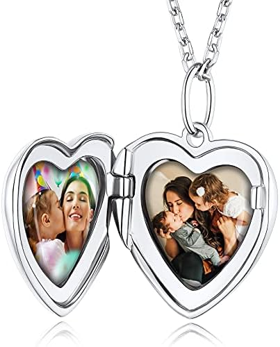 Custom4U S925 Locket Necklace with Personalised Photo & Text, Custom Jewelry Gifts for Women Christmas (Gift Wrapped)