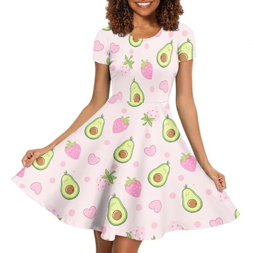Image of AFPANQZ Womens Casual Summer Lightweight Vintage Dress Short Sleeve Midi Dress Knee-Long Luxury Formal Dress