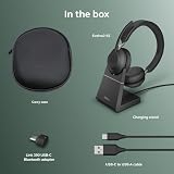 Jabra Evolve2 65 Wireless PC Headset with Charging Stand – Noise Cancelling UC Certified Stereo Headphones With Long-Lasting Battery – USB-C Bluetooth Adapter – Black - 13