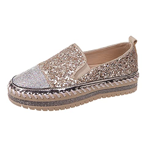Image of Women's Fashion Rhinestone Slip On Sneakers Casual Comfort Platform Walking Shoes Cute Bowknot Glitter Bling Loafers