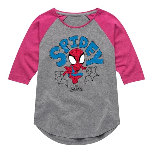 Marvel Spider-Man and His Amazing Friends - Doodle Spidey - Toddler and Youth Girls Shirt Tail Raglan