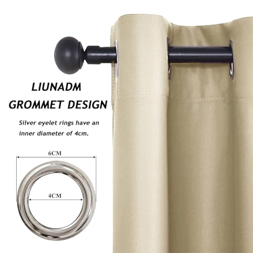 Rideaux occultants 250x75 cm crème lot de 2 à oeillets pour chambre et salon - 4