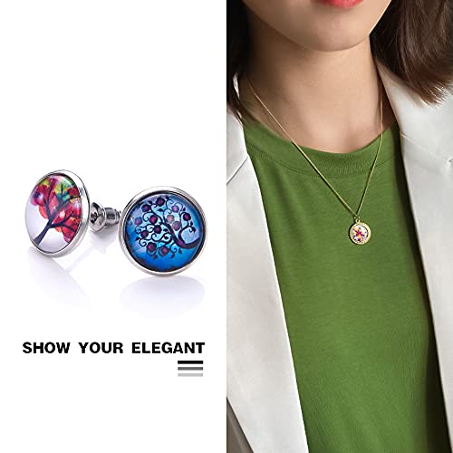 image for Aipridy 200 Pieces 12mm Mosaic Printed Glass Dome Cabochons Mixed Colo