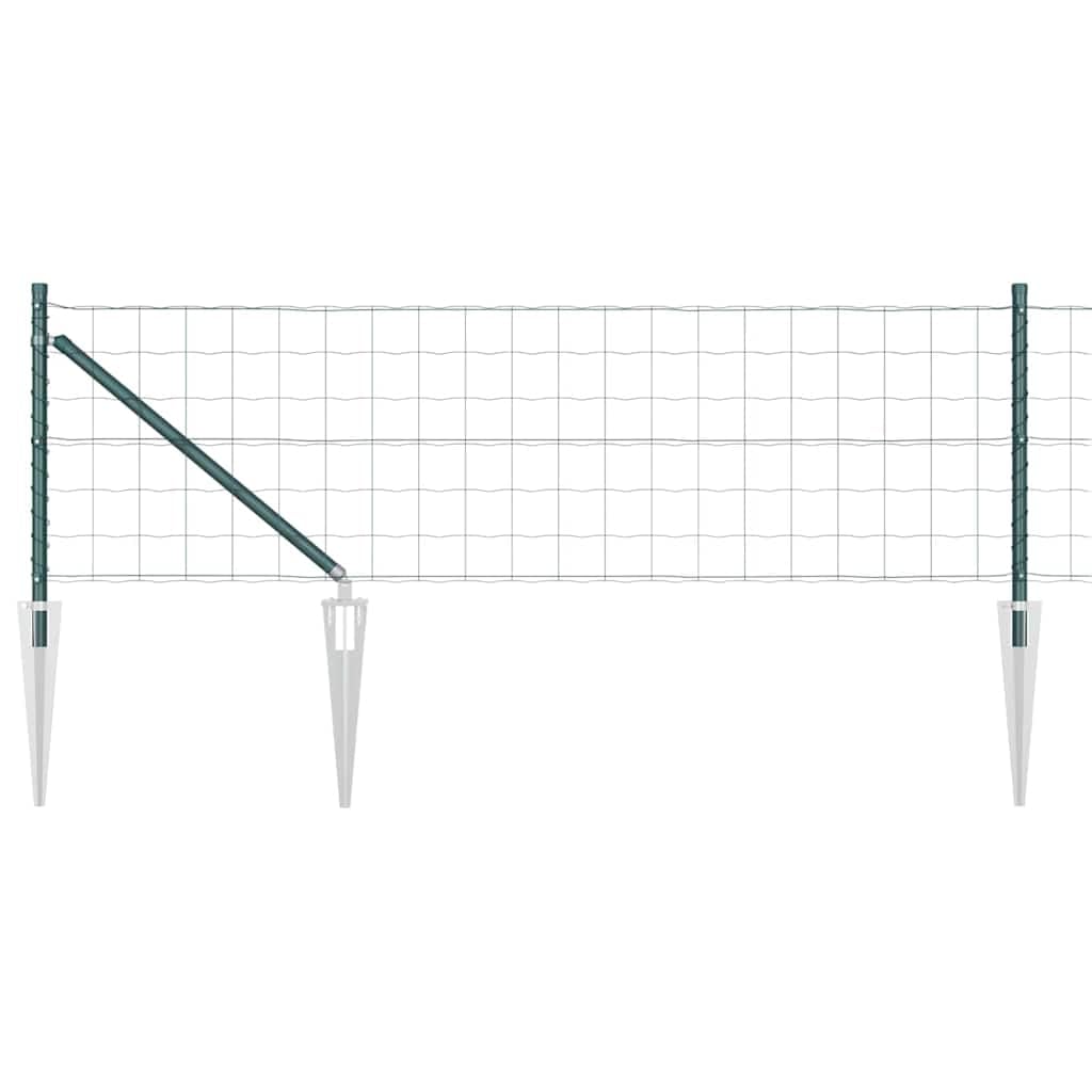 Green Steel PVC Garden Fence Panel 0.4 x 25 m Kit with Posts Spikes for Outdoor Yard Dog Enclosure Weather Resistant Modern Boundary