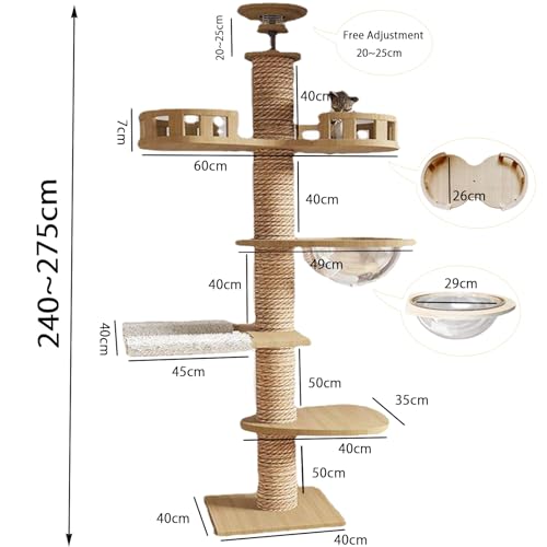 Árbol para gato ajustable de suelo a techo 108.2 in miniatura 5