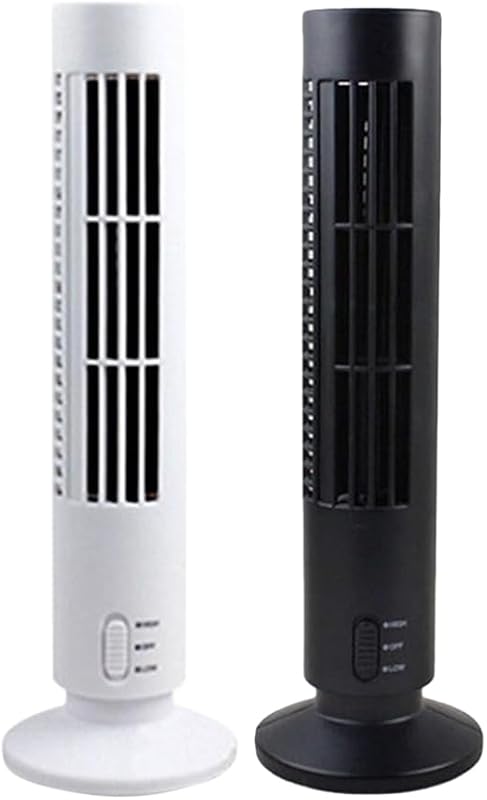 Cabilock Mini Portable Tower Fan Bladeless Electric Cooling Air Conditioner with Oscillating Function for Home Office and Travel White