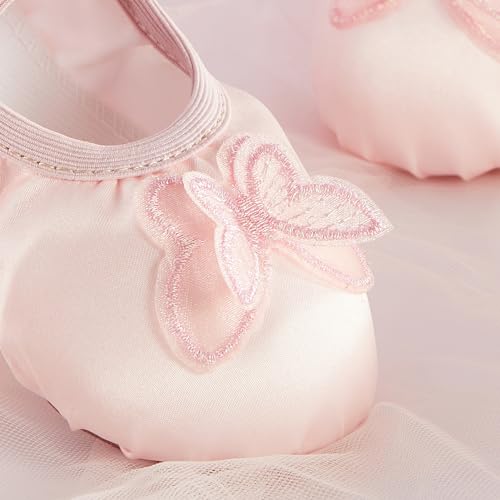 Phineein Enchanting Butterfly Ballet Shoes for Girls Ballerina Flats for Kids Dance - Soft Satin, Split Sole2