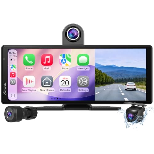Image of CarpurideW903S3 9.33 Inch HD Wireless Carplay & Android Auto Screen, 4K Front + Wired 1080P Rear + Infrared Camera, with Loop Recording, Bluetooth, GPS, FM, Super Link, 64GB TF
