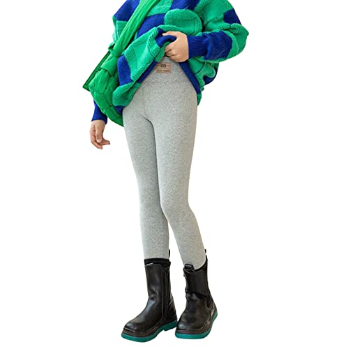 Fleece Lined Leggings for Girls Toddler Comfy Winter Warm Pants Casual High Waist Tights Kids Cotton (GY2, 2-3 Years)
