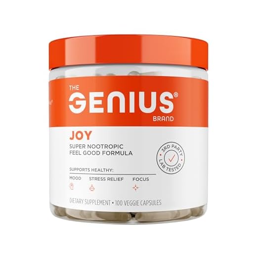 Genius Joy - Serotonin Mood Booster for Anxiety Relief, Wellness & Brain Support, Nootropic Dopamine Stack w/SAM-E, Panax Ginseng & L-Theanine – Natural Anti Stress & Herbal Calm, 100 Veggie Pills