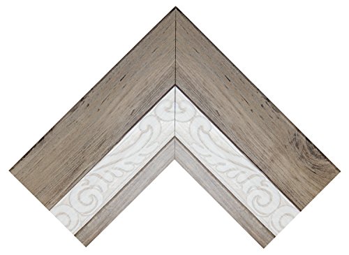 Image of MCS 18x24 inch Beveled Wall Mirror, 24.5x30.5 Inch Overall Size, Rustic Wood and Embossed Whitewash Finish