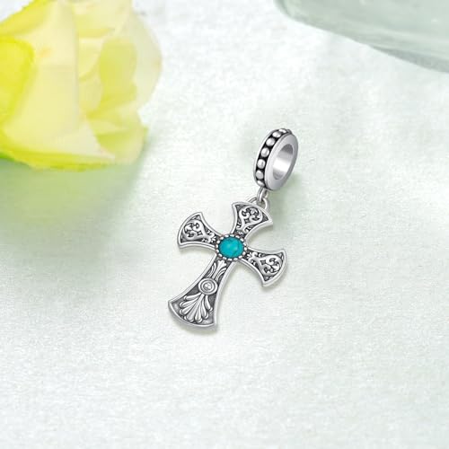 Turquoise Cross/Dragonfly Charms 925 Sterling Silver Charms for Bracelets Turquoise Jewelry Gifts for Women Mom3