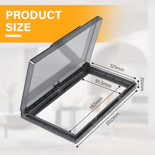 CPROSP 1 Stück Schalter Abdeckung Steckdosenabdeckung, Typ 86 Flip, 2 Fach Wasserdichte Steckdosenabdeckung, Geeignet für Küche, Bad, Außenbereich, Schwarz