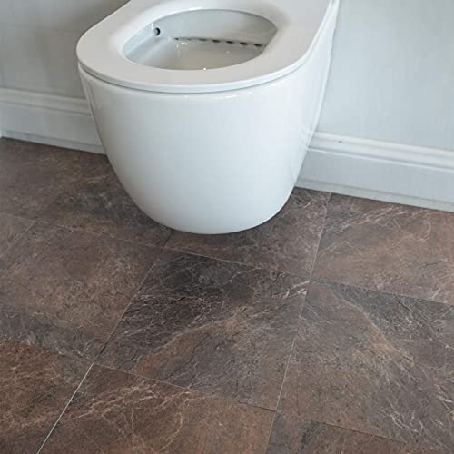 auxua Peel and Stick Floor Tile Dark Brown Marble Vinyl Flooring 12"x12" Durable Waterproof Non-Slip Granite Vinyl Tiles Self Adhesive Removable for Kitchen Living Room Bedroom Bathroom 24 Pcs