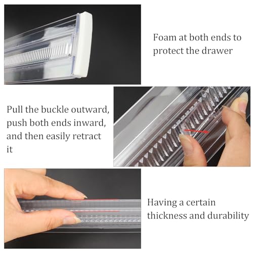 Vaskula 6 Stück Schubladentrenner Verstellbar 11.81-20.47 in Transparent Schubladeneinsatz Küche Ordnungssystem Kleiderschrank Breite 3,14 in für Heim Büro Schubladen Organizer