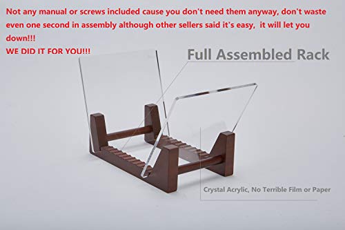 Saki Joy Desktop Record Holder -The Fully Assembled Albums Storage Rack-Not Weak Pine Wood-Holds Up to 30 LPs -Eco-Friendly Bamboo Display Stand - Modern 12" & 7" LP Stand Rack-(Walnut, 9.8") - Thumbnail 2