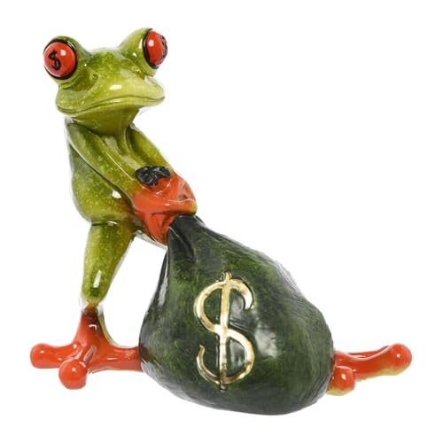 Statue de grenouille décorative en résine pour étagère et table de nuit