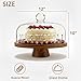 ValorTiger Acacia Wood Cake Stand with Scratch-Resistant Glass Dome Lid – 12-Inch Round Cake Holder with Screw-Type Base, Wooden Dessert Display Stand with Cover for Cakes, Pastries, Cheese & Charcuterie
