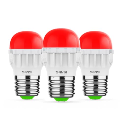 SANSI US 670nm Red Light Bulbs for Sleep, 5W 80 Lumen A11 E26 Dim Red Bulb, 3 Pack
