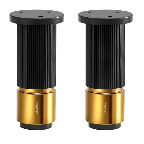 Image of Plantex 4 Inch Sofa Leg for Bed Furniture /Aluminium Sofa Leg for Table /Support Legs /Furniture Leg - Pair of 1 (2 Piece) (DTS-77, Black & Gold)