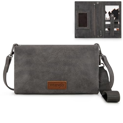 Image of Wrangler Womens Wristlet Wallet RFID Blocking Bifold Clutch Credit Card Holder Purse with Crossbody Strap