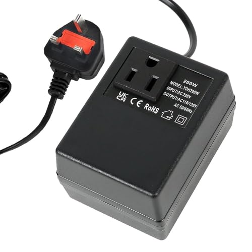 XPJBKC Step Down Power Voltage Converter Transformer 220V/240V to 110V/120V, 200W US to UK Voltage Converter, 220V to 110V Converter for Travel Hotel Household, Intelligent and Efficient