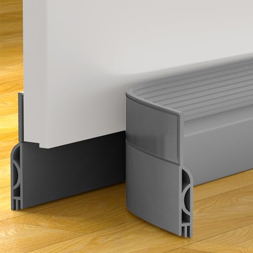 Image of Door Draft Stopper, Door Sweep for Bottom of Door, Weather Stripping Door Seal Gap Filler Bottom Blocker Soundproofing Cold Air Insulation Save Energy Install Quickly Easily (Gray, 78'')