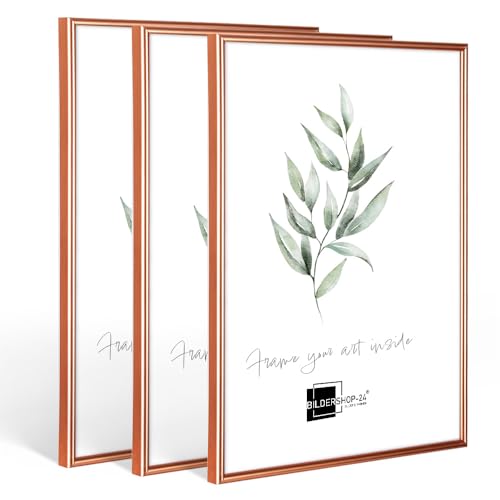 3 cornici in plastica moderne, 30 x 40 cm, oro rosa