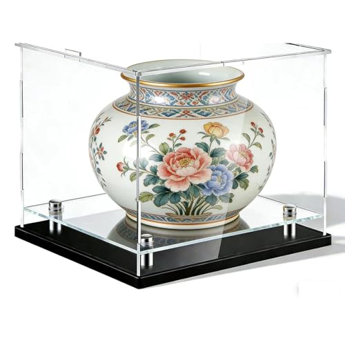 Transparente Acryl Vitrine Box,/für LegofürStatuen,fürArchitektur fürAutomodelle Acryl Sammlerstücke Vitrine Schaukasten Box (Schwarze Basis+Schwebendes Rack, 30x30x40CM)