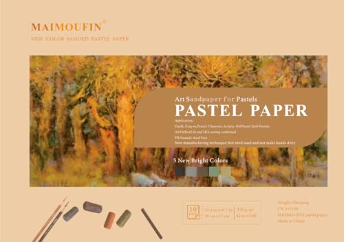 MAIMOUFIN 10 Sheets Sanded Pastel Paper for Artists