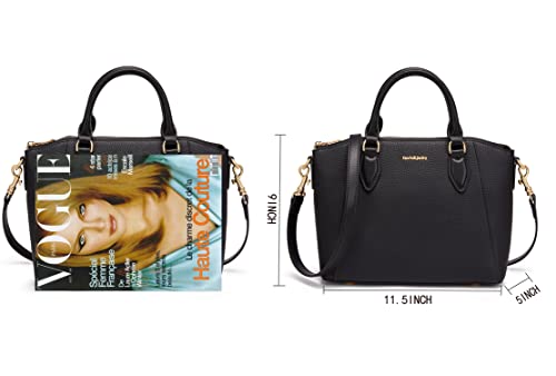 Satchel Handbags For Women Genuine Leather Shoulder Tote Handbags With Adjustable Strap (Black) #TOP4