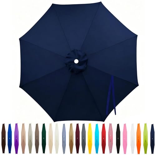 Outdoor Patio Umbrella Replacement Canopy 7.5ft/9ft/10ft/11ft 6/8 Ribs Cantilever Offset Patio Umbrella Fabric Cover Resistant Waterproof Shade for Table Pool(Navy Blue 7.5ft/8 Ribs)