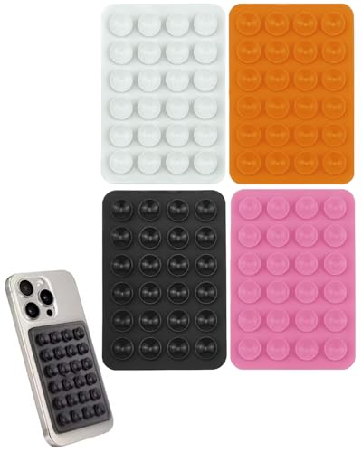 TBCDS Ventosas Móvil 4PCS Doble Cara, Soporte Silicona Autoadhesiva Manos Libres para Selfies, TikTok y Vlogs   Negro, Blanco, Rosa, Naranja