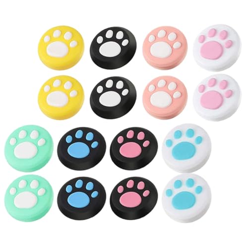 SHINEOFI 16pièces Capuchons De Joystick Silicone Patte De Chat Couverture Protection Manette Switch Antidérapant Compatible Contrôleur Oled