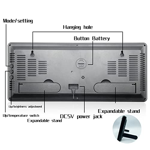 Reloj de pared digital LED Tlilyy con temperatura y humedad verde 6