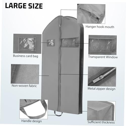 GLEAVI 2pcs Garment Bags for Hanging Clothes Sturdy Travel Suit Cover Capacity Multi-pack Clothing Storage for Dance Costumes Home Use Grey3