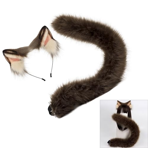 Oreilles de chat serre-tête et queue de renard pour costume de fête