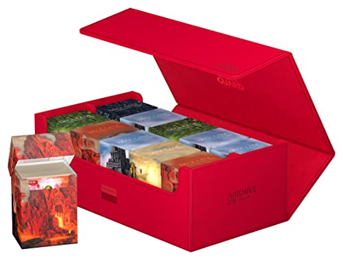 Ultimate Guard Arkhive 800+, Deck Case For 800 Double-Sleeved Tcg Cards, Red, Compatible With Boulders, Magnetic Closure & Microfiber Inner Lining #TOP4