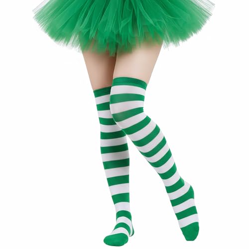 Xcgbxzd Women Striped Thigh High Socks Over Socks Knee Tight Stockings Long Leg Warmers Costume Accessories