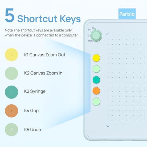 Image of Parblo Drawing Tablet Ninos Q for Android Phone,6.3x4.5 inch Mobile Digital Graphic Tablet with 4 Device switches,5 Shortcut Keys,Battery-Free Stylus,for Android Device,Window,Mac
