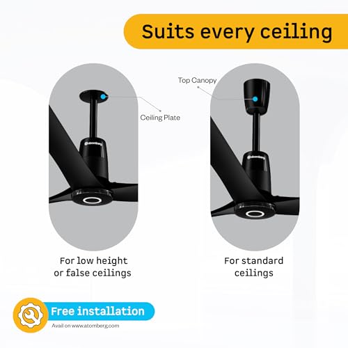 Image of atomberg Aris Contour Smart 1200mm Voice Controlled BLDC Ceiling Fan with Remote |BEE 5 star| Best-in-class Air Flow |Silent Operation| Designer Fan | Free Installation | 5 Year Warranty | Smokewood