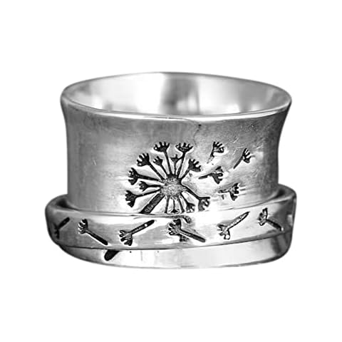 Spinning Dandelion Ring Vintage Creative Engraving Garland Ring Exquisite Craft Rings Men's Rings Women's Rings Cover