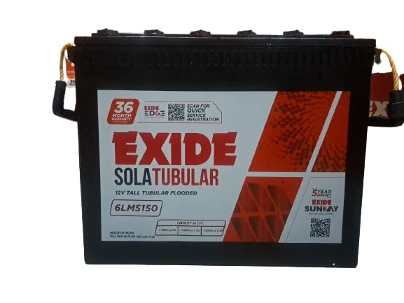 Exide Solar Tubular 6LMS 150Ah C10 Battery with 3 Year Full Warranty