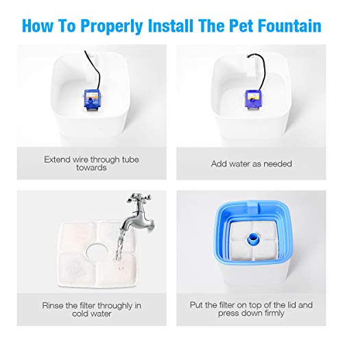Happypapa Pet Water Fountain Pump Replacement Cat Fountain Replacement Pump For Flower Fountain 1.6L/2.5L Automatic Pet Water Dispenser Replacement Pump Come With Adapter #TOP6